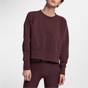 Nike Top Versa Cropped Sweatshirt Burgundy-Size M